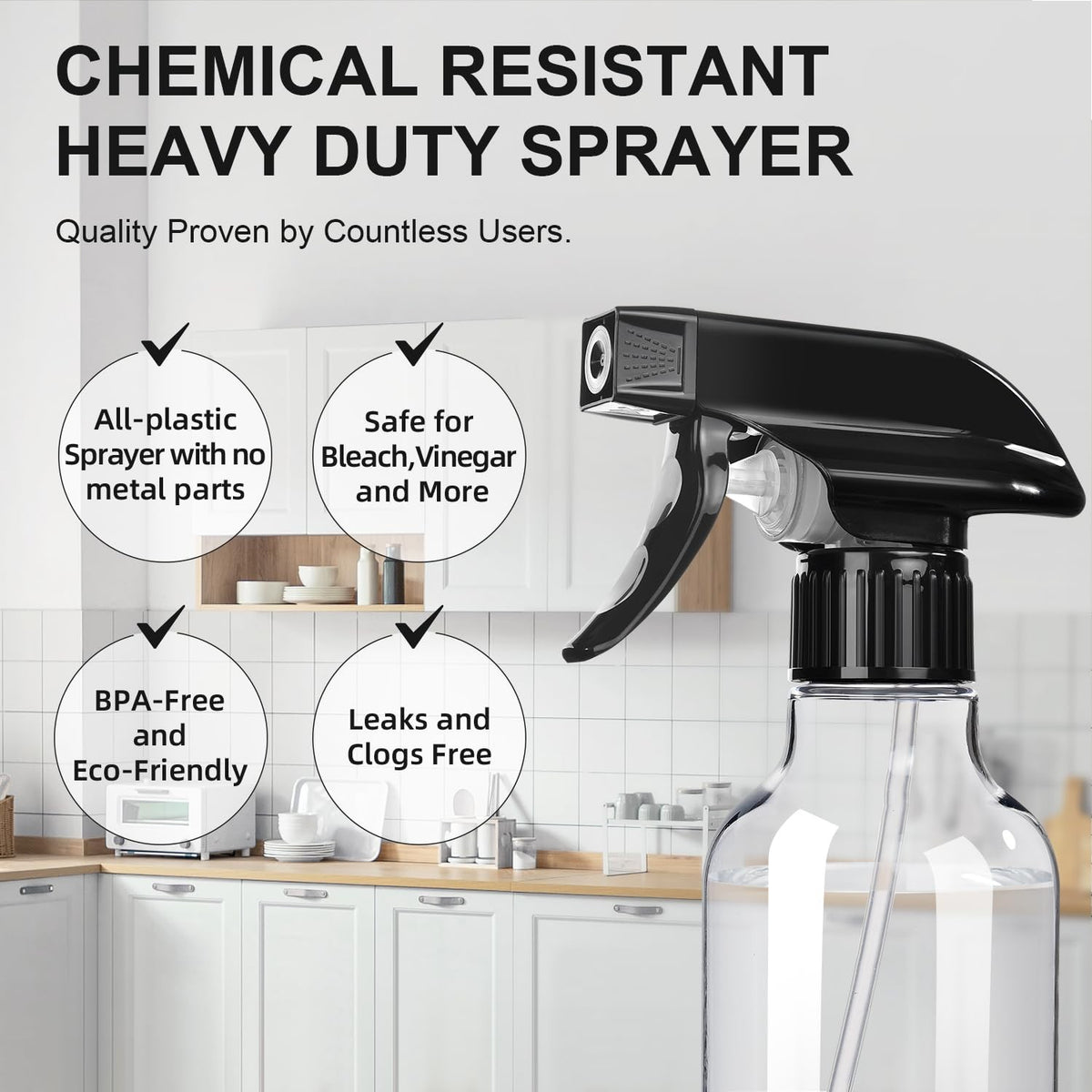 10 Oz Heavy Duty Refillable Water Spray Bottle with 3-Mode Nozzle