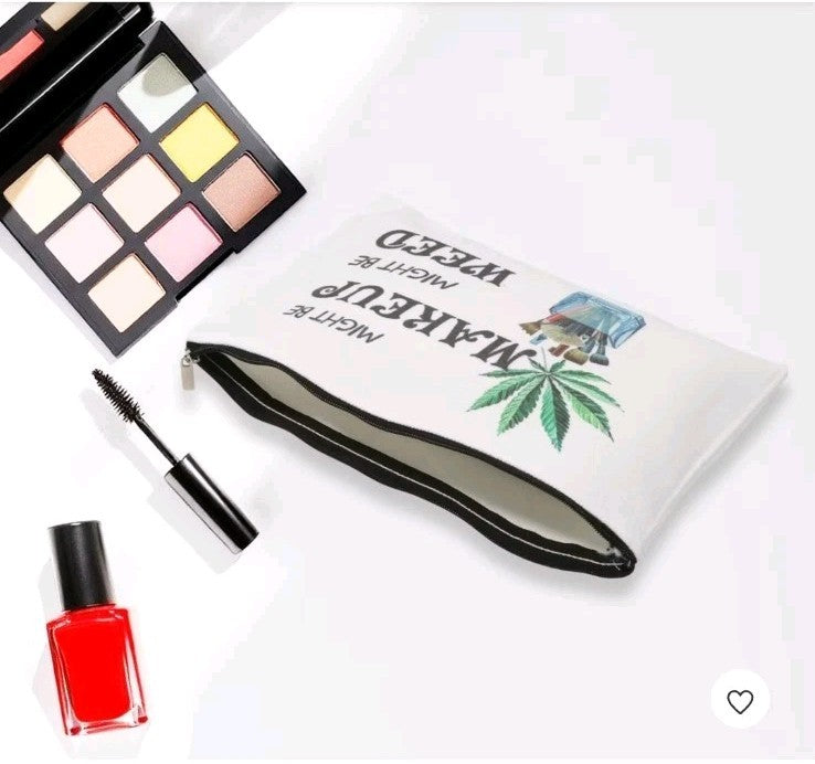 2 Pcs Leaf Makeup Bags - Funny Weed Themed Cosmetic Organizer