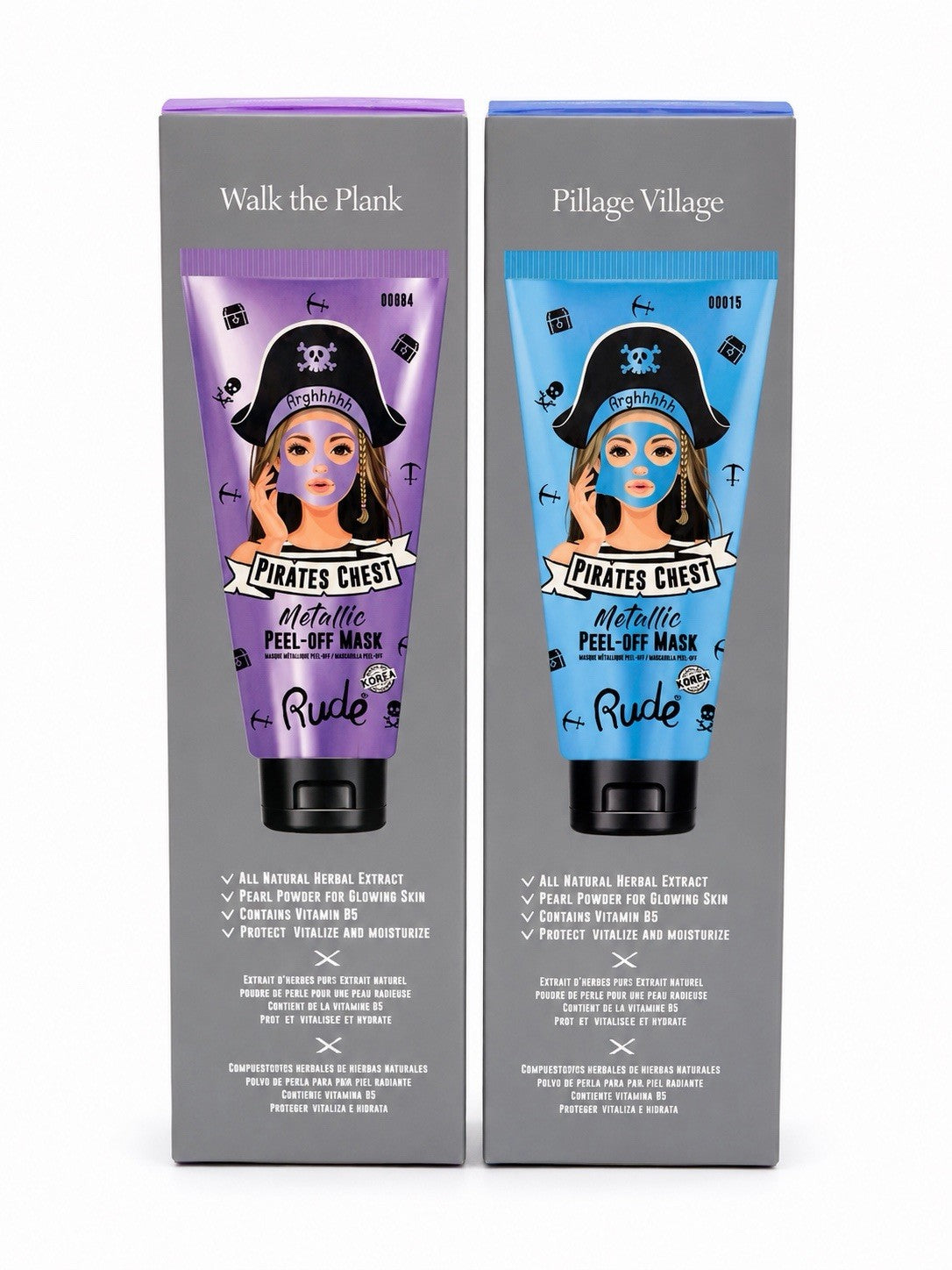 Metallic Peel-Off Face Mask 2 Pack - Purple & Blue 60ml
