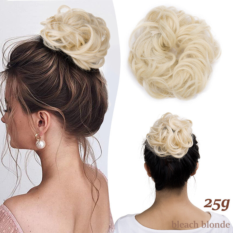 Natural Curly Messy Bun Hair Piece Extensions - Real Human Hair, Updo Scrunchie