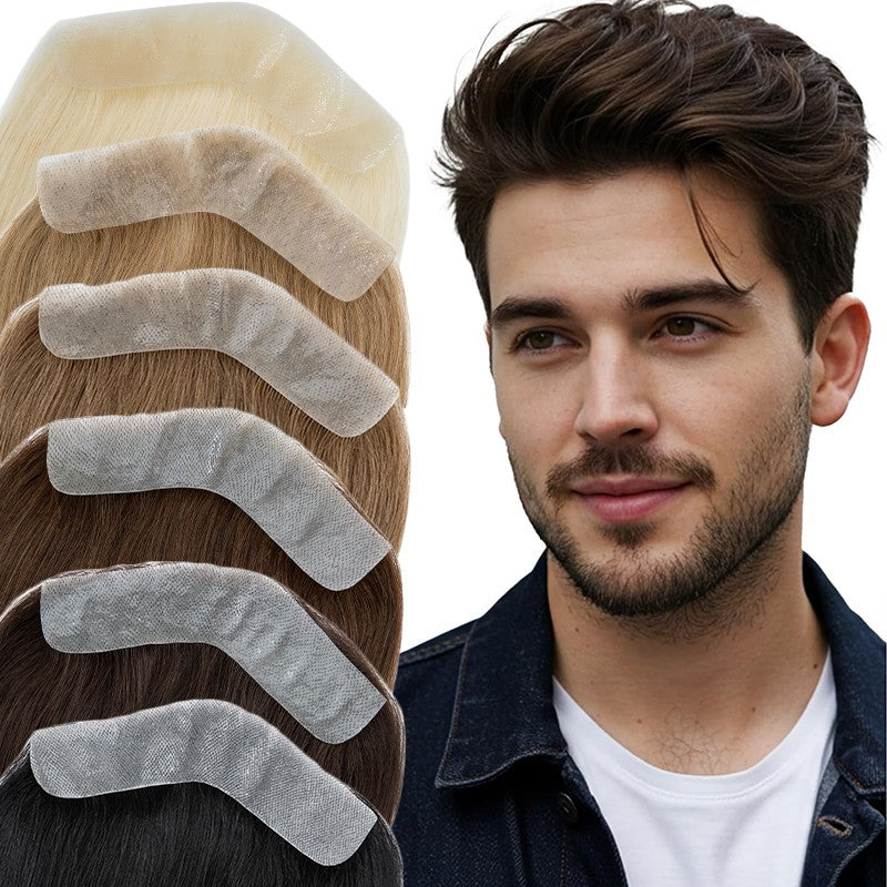 Men's Receding Hairline Toupee with Human Hair & Skin PU Base