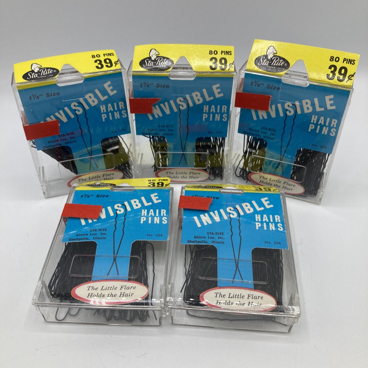 Vintage Sta-Rite Hair Pins Black Metal 400 Pcs 1 7/8" Size