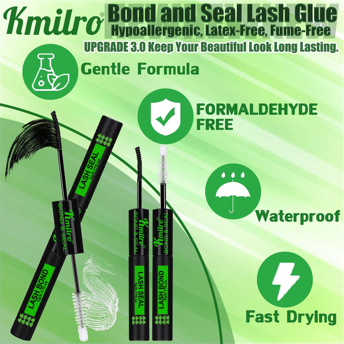 Waterproof Lash Cluster Glue Bond & Seal Hypoallergenic Eyelash Adhesive
