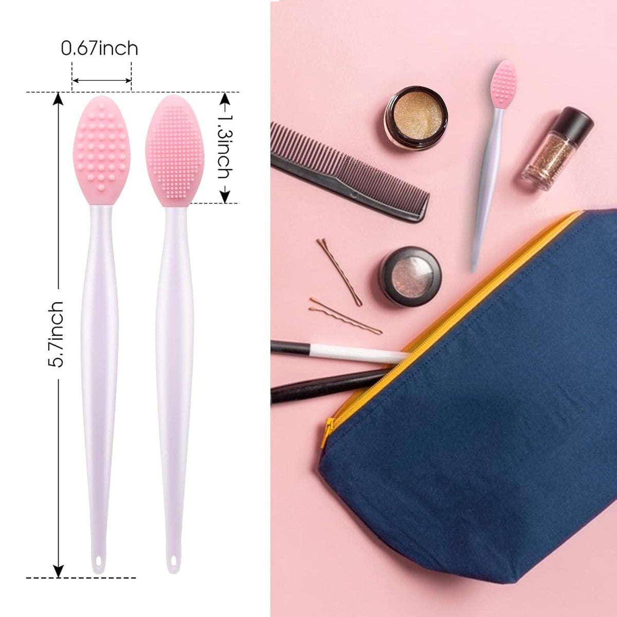 Lip Scrub Brush Set - Double-Sided Silicone Exfoliating Tool for Smooth Lips