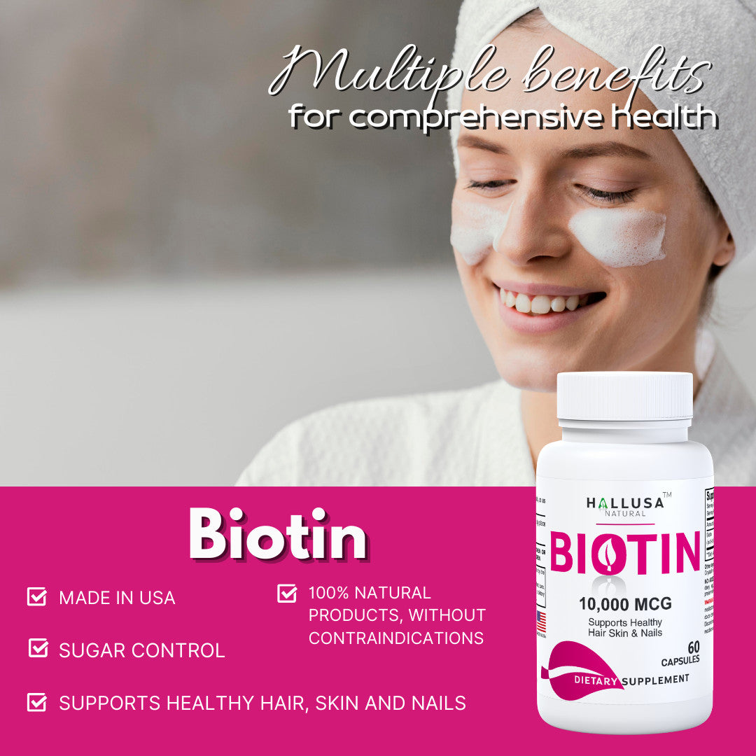 Biotin 10,000 mcg Capsules – Hair Growth & Nail Support, 60 Count