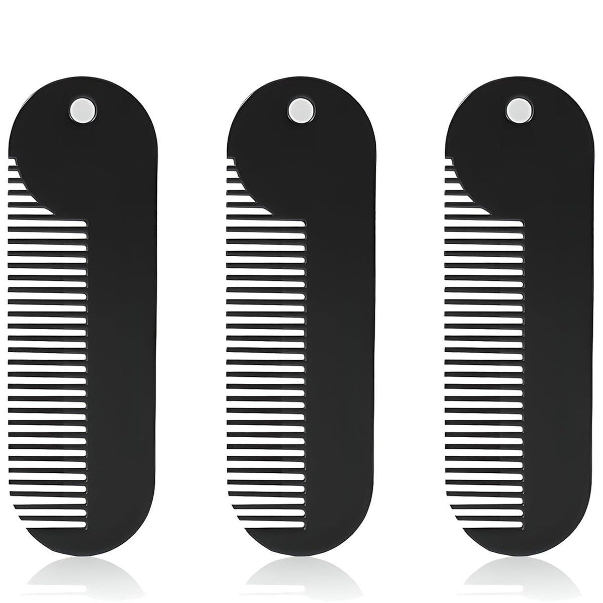 Portable Metal Fine Tooth Beard Comb - Black Mini Pocket Grooming Tool