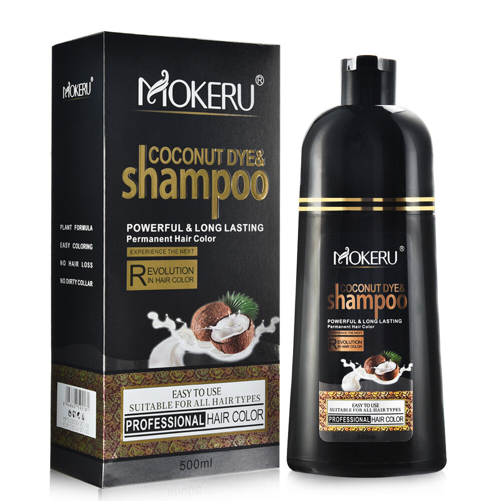 500ML Permanent Herbal Hair Dye Shampoo - Fast Black & Colorant for Natural Hair
