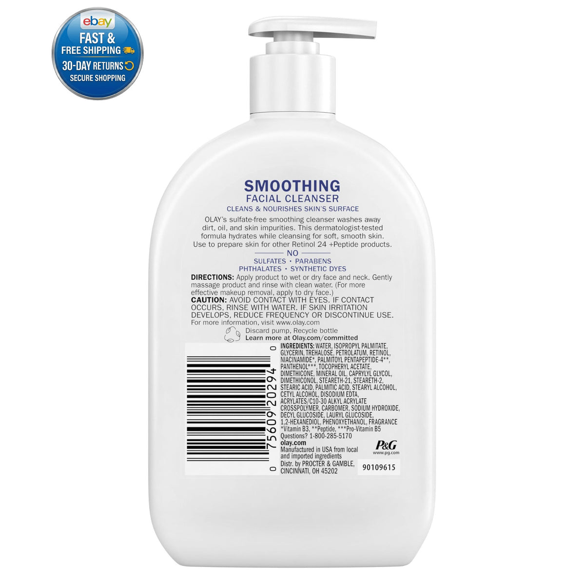 Sulfate-Free Daily Facial Cleanser with Retinol & Niacinamide, 16 Fl Oz