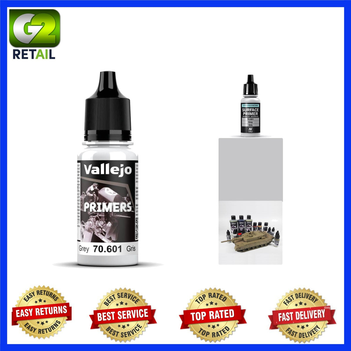 Grey Primer for Figures & Models - Fast Drying & Water Resistant 18ml
