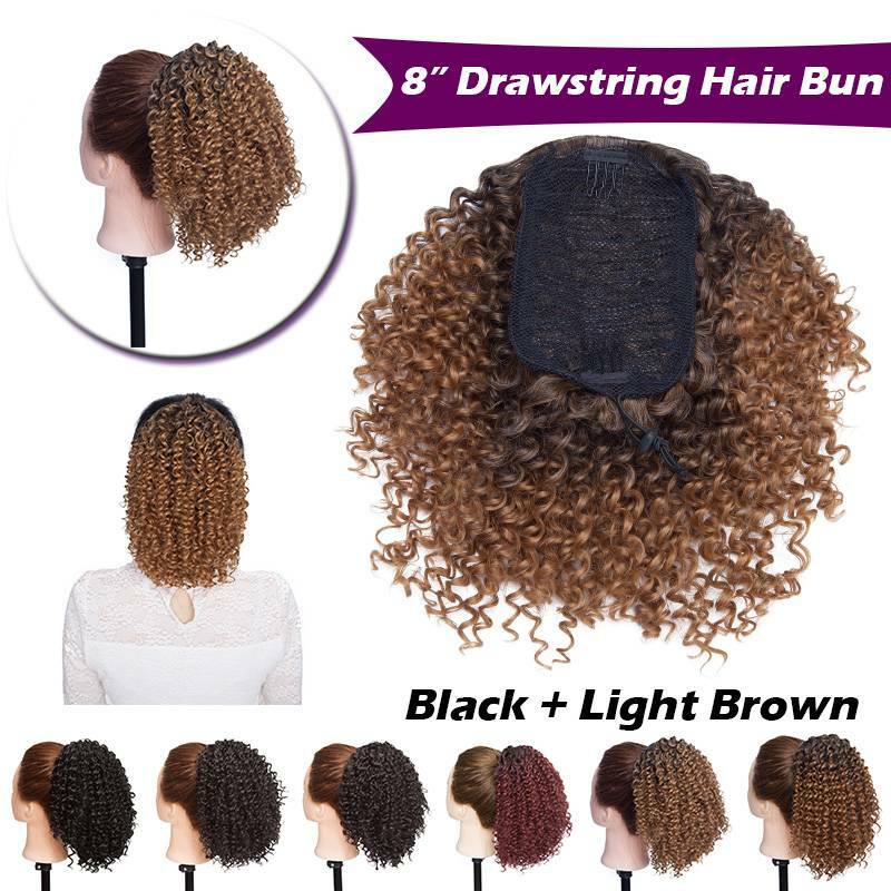Afro Kinky Curly Ponytail Extensions Clip-In Hair Bun High Puff - Multiple Colors