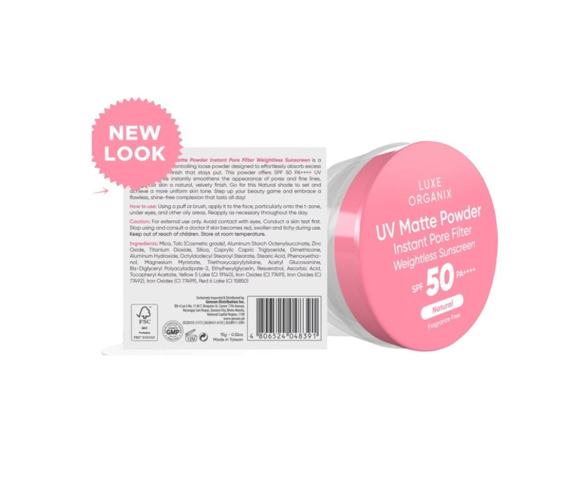 Matte Face Powder with SPF 50, Zero Sebum Blurring Loose Powder 15g