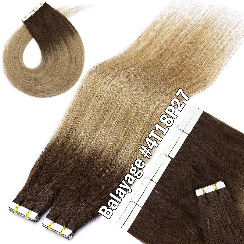 Invisible Tape-In Human Hair Extensions Full Head 24 Inches - Thick Remy Hair