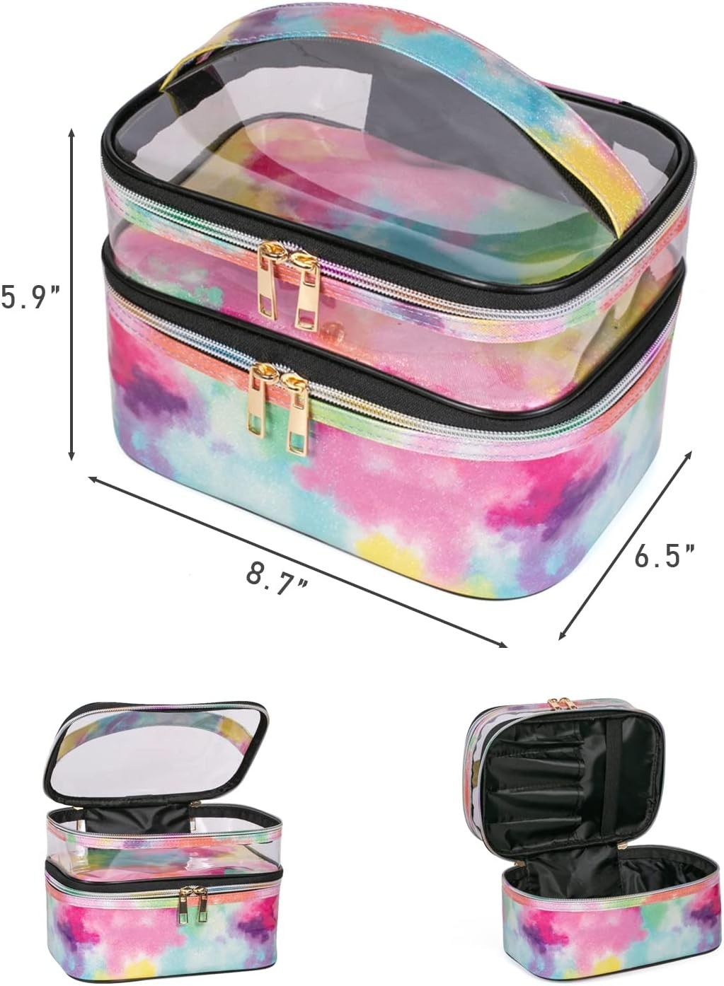 Large Travel Makeup Bag Organizer for Women - Portable Cosmetic Case