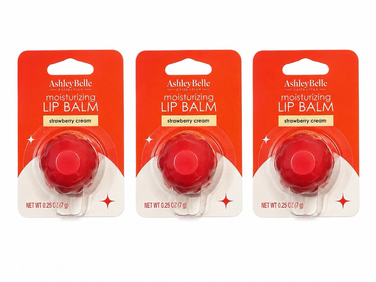 Moisturizing Lip Balm Set with Strawberry Cream - Hydrating Shea & Vitamin E