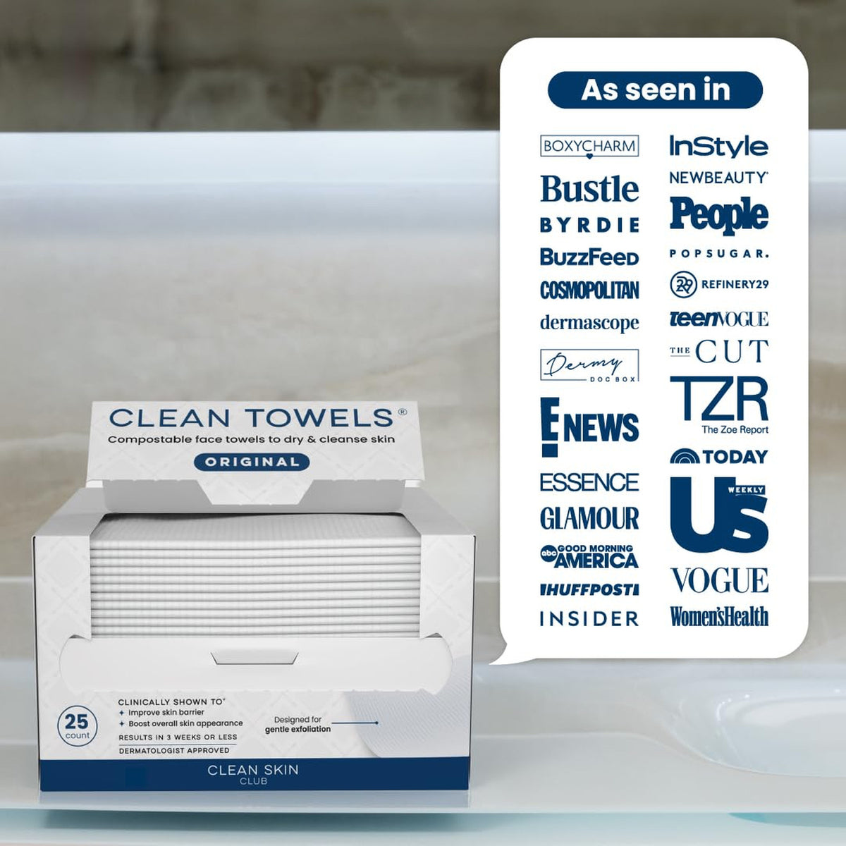 Disposable Face Wipes - Eco-Friendly Makeup Remover & Cleansing Towelettes, 25 Pack
