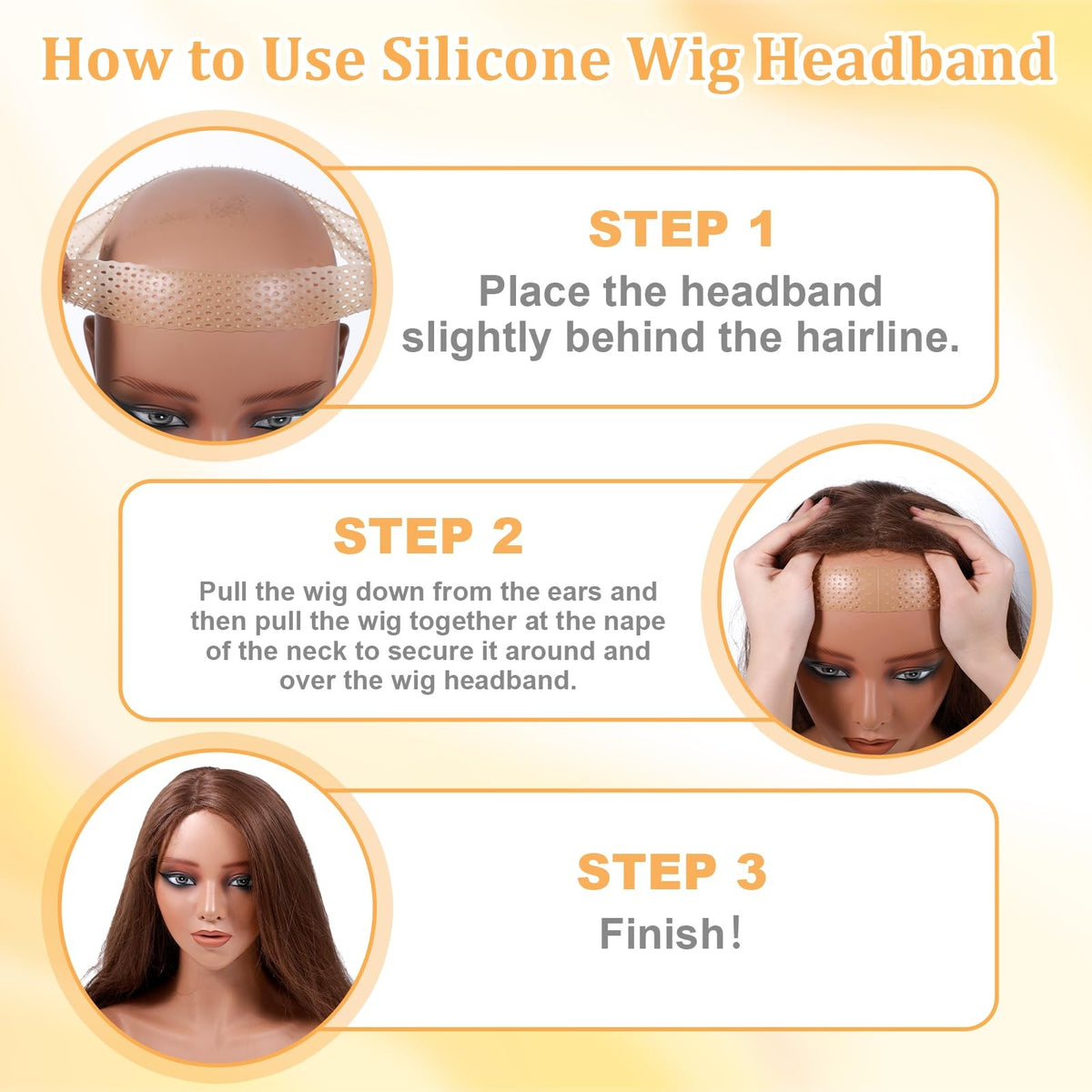TIESOME 2pcs Adjustable Silicone Wig Grip Band, 1 Count (Pack of 2),