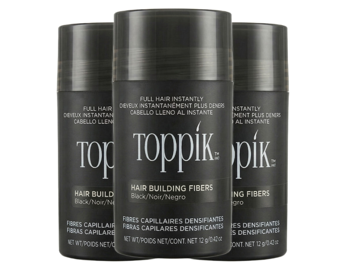 Toppik Hair Building Fibers Black 0.42 oz Keratin Thickener 3 Pack