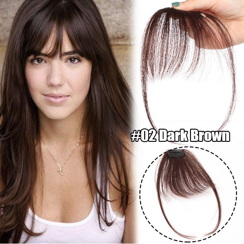Women Remy Clip-In Hair Extensions Bangs Front Top Piece - Blonde & Dark Colors