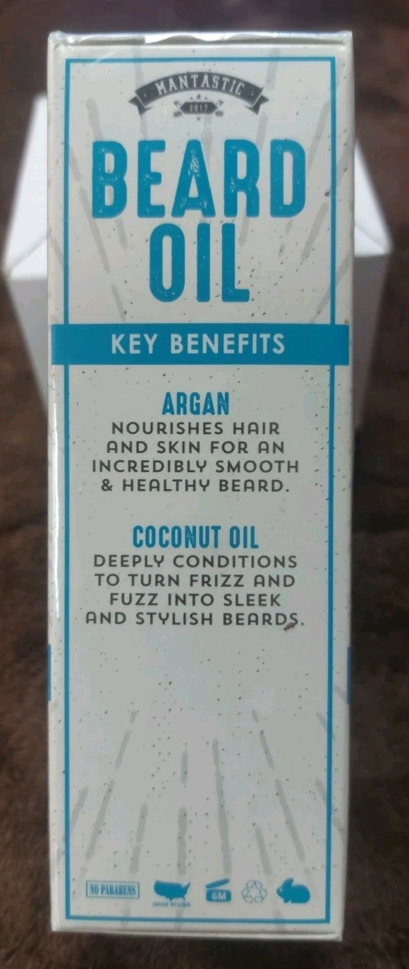 Mantastic Argan Beard Oil 2 fl oz - Smoothing Facial Hair & Mustache Care