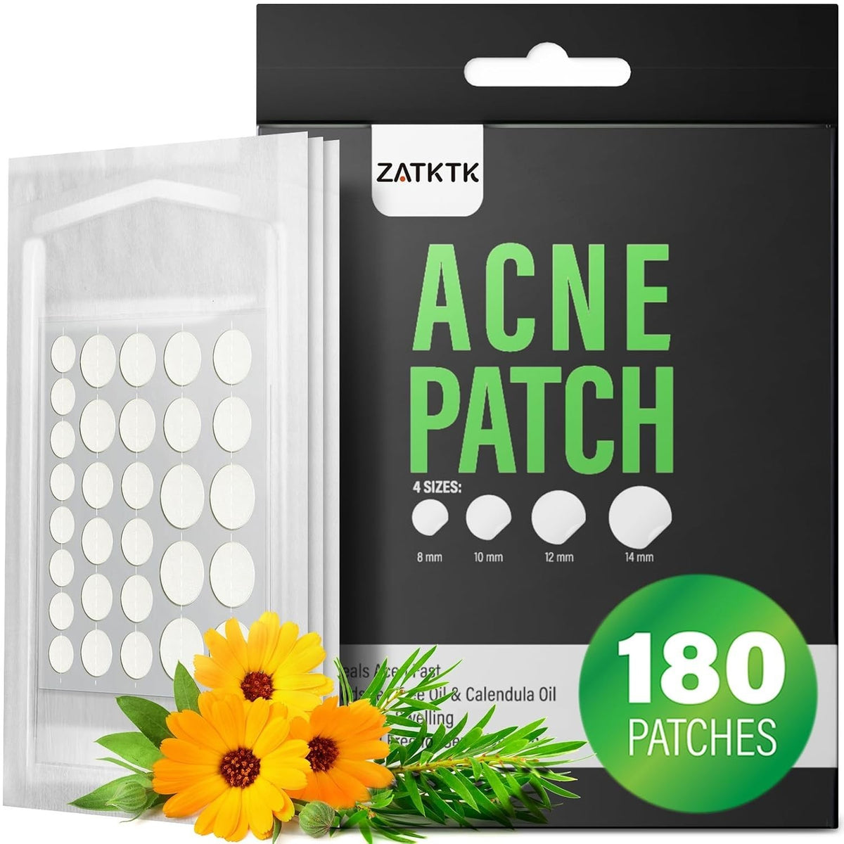 Hydrocolloid Pimple Patches with Tea Tree & Calendula Oil - 180 Count