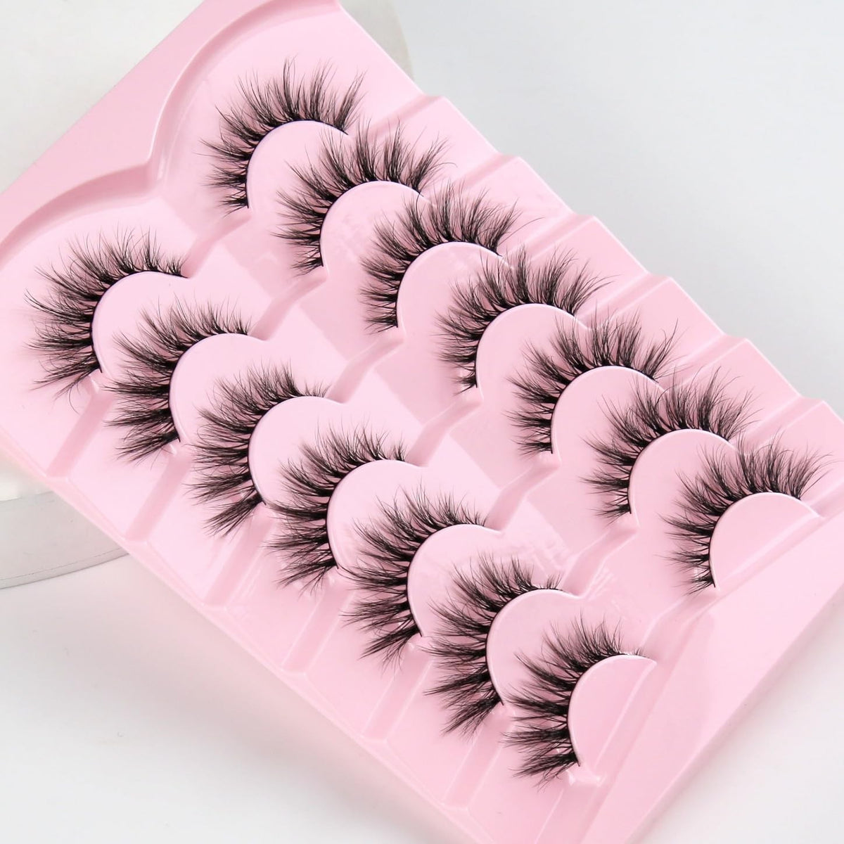 Natural Cat Eye Wispy False Eyelashes 15mm - 7 Pairs, Black