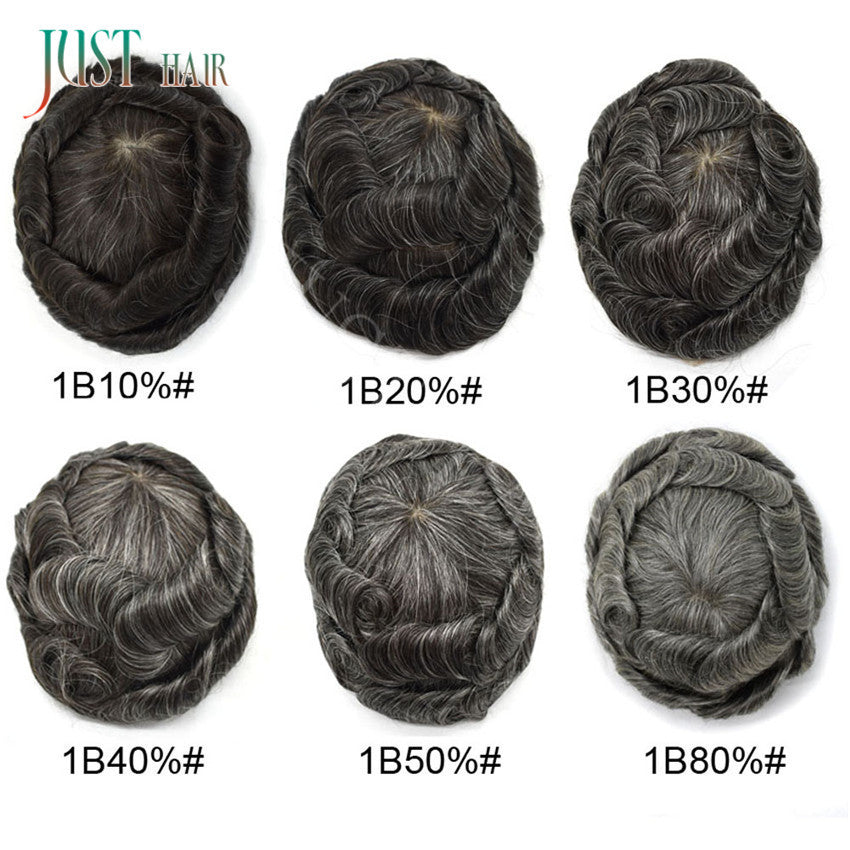 Men's Hair Replacement System Full Poly Skin Toupee - Remy Human Hair Wig