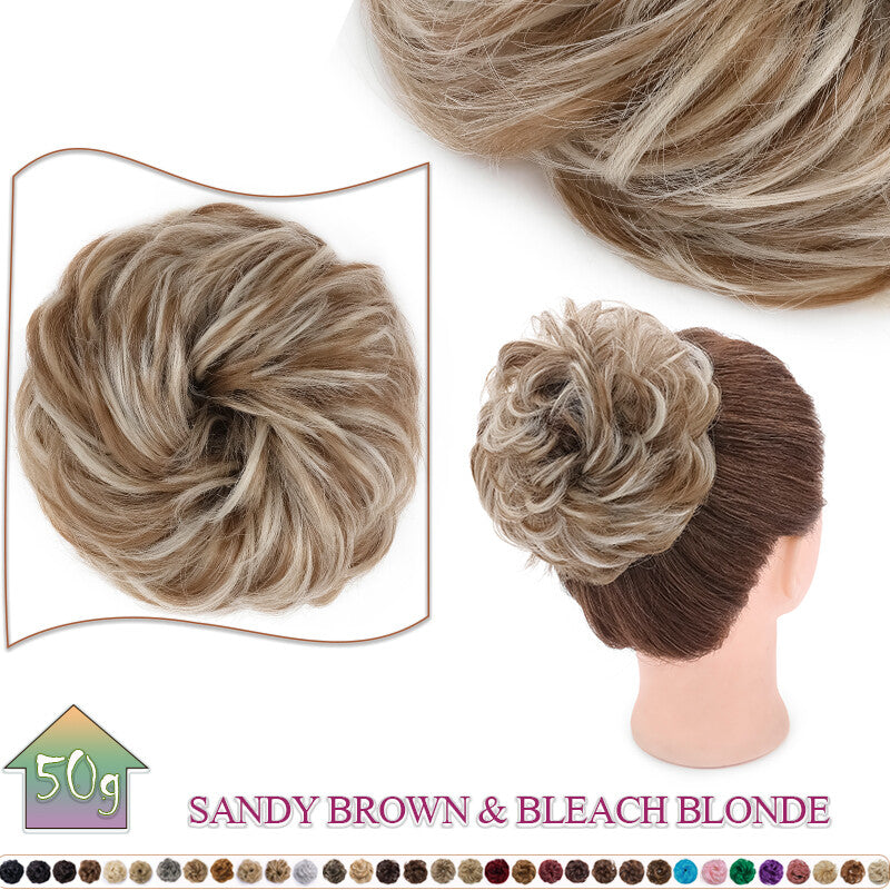 Curly Messy Bun Hair Extension Scrunchie Natural Updo Thick Human Hair