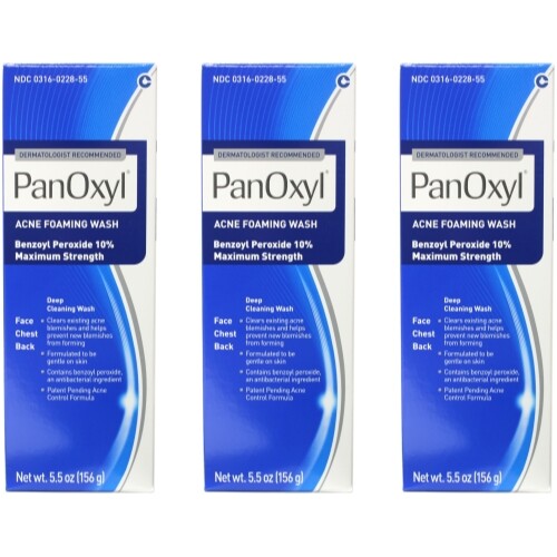 Benzoyl Peroxide Acne Face & Body Wash 10% Foaming Treatment - 3 Pack 5.5oz