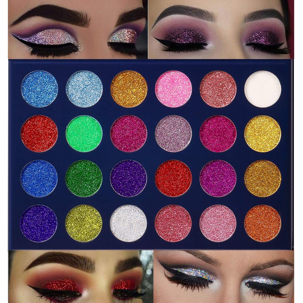 24 Color Glitter Eyeshadow Palette - Long Lasting Waterproof Sparkle Makeup