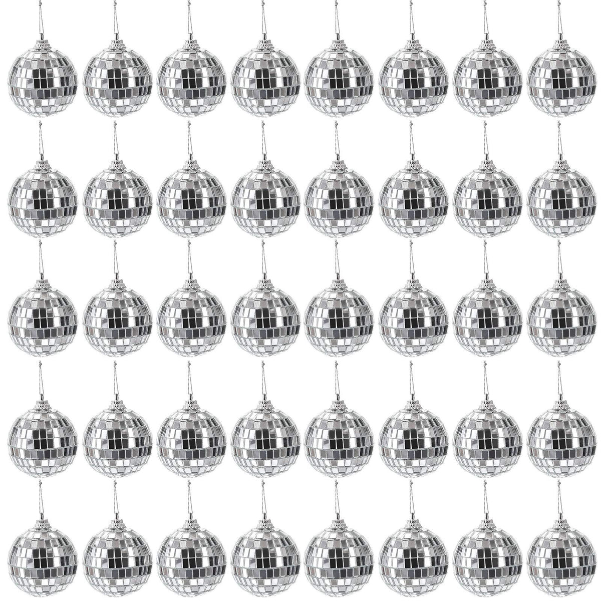 40 Pack 2-Inch Silver Disco Mirror Balls for Parties & Decorations