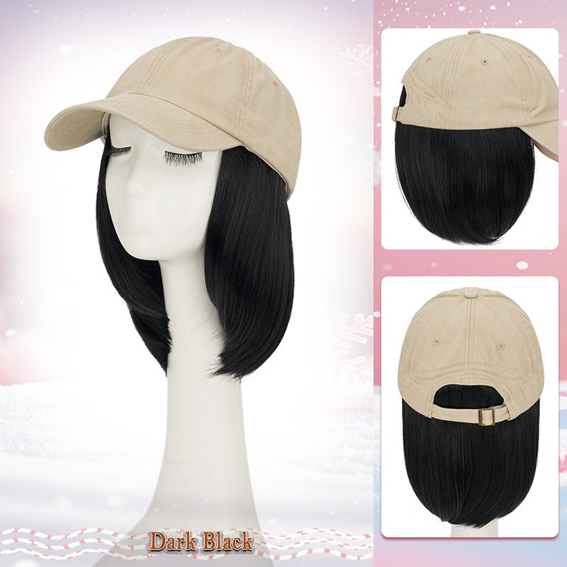 Unisex Wavy Long Hair Beret Cap with Synthetic Hair - Casual Hat Wig