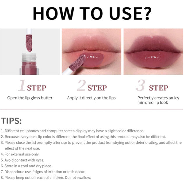 Pink Light Brown Honey Tinted Lip Gloss Set - Nourishing Hydrating Lip Plumper