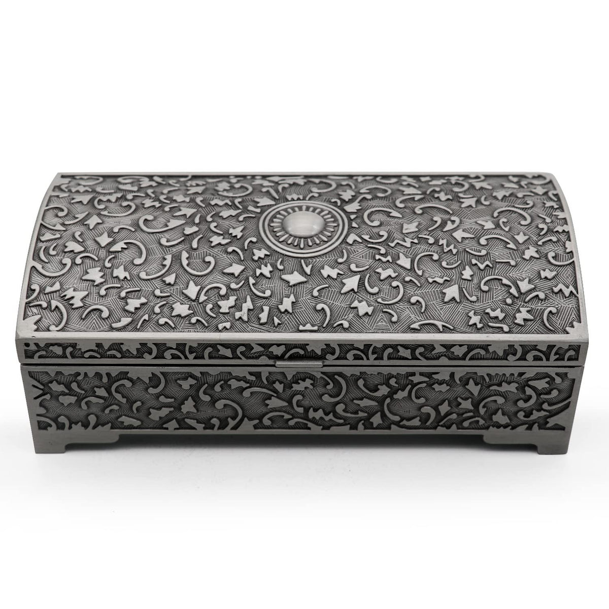 Vintage Metal Jewelry Box with Sun Design - Small Trinket Storage Organizer