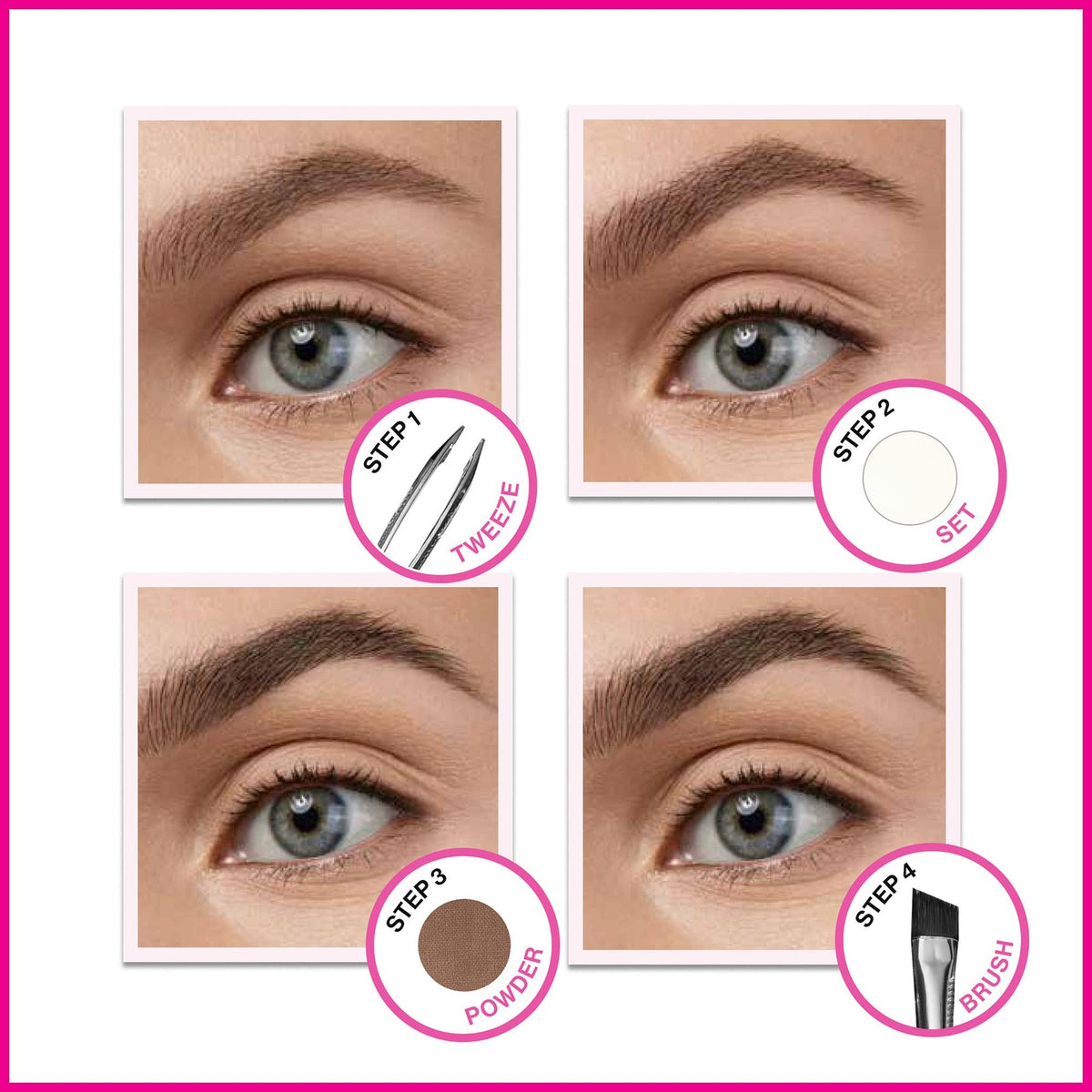 Eyebrow Makeup Kit with Tweezers & Wax - Dark Brown, Portable Grooming Set