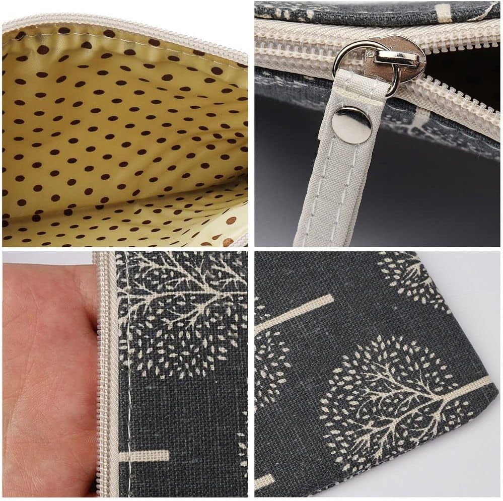 2 Pack Canvas Cosmetic Bags - Cute Multi-Function Travel Makeup Pouches