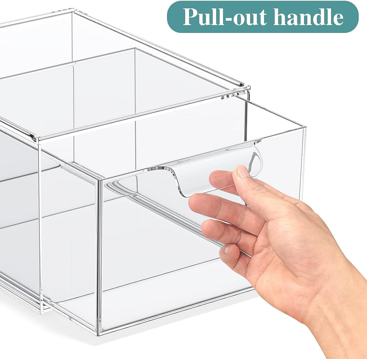 Transparent Plastic Drawer Organizer with Handles - Multipurpose Storage Box 5.5 x 7.5 x 4.4 in