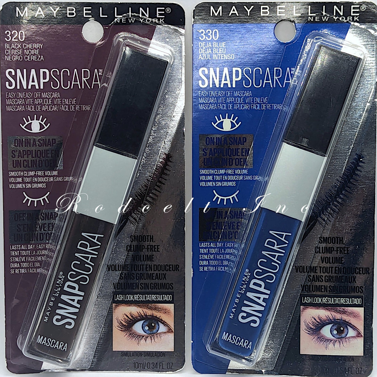 Set of 2 Maybelline SnapScara Mascara in Black Cherry & Deja Blue - Clump-Free, Long-Lasting Volume