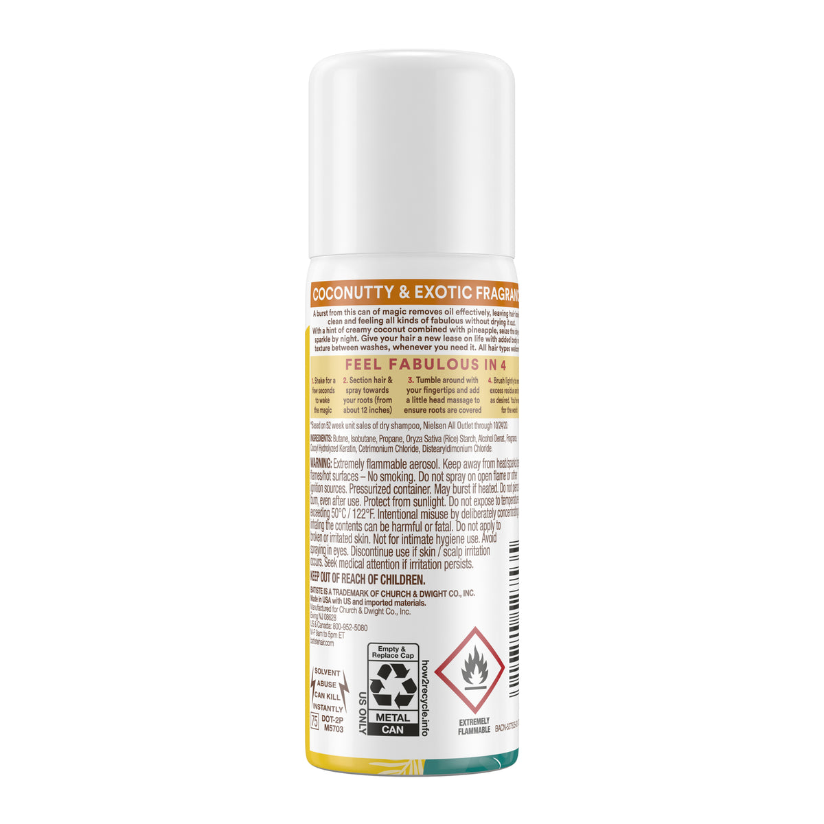 Dry Shampoo Set - Tropical Coconut & Exotic Scent, 1.6 Oz Each, 2 Pack