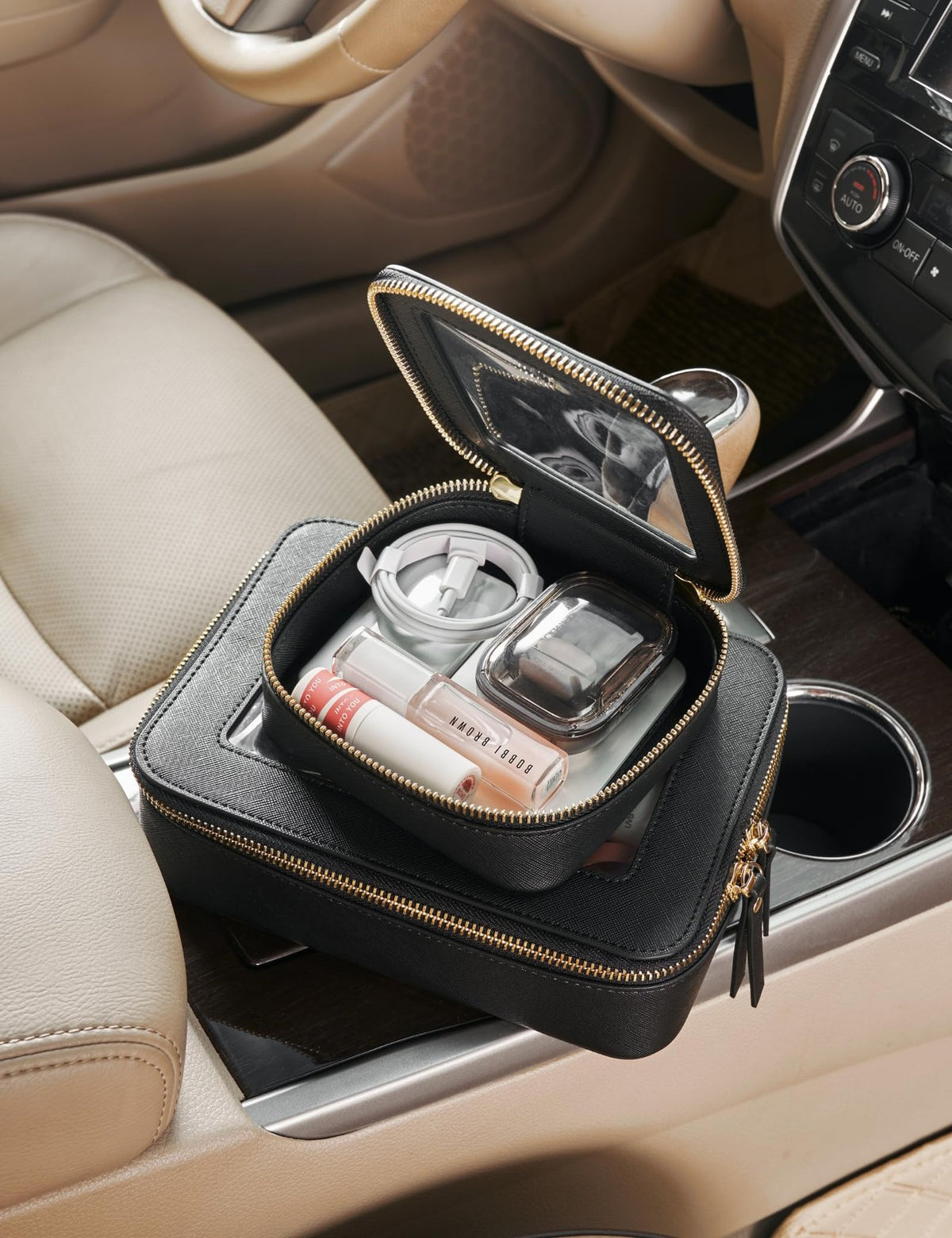 Clear Makeup Bag Set of 2 - Medium and Mini Travel Cosmetic Organizers