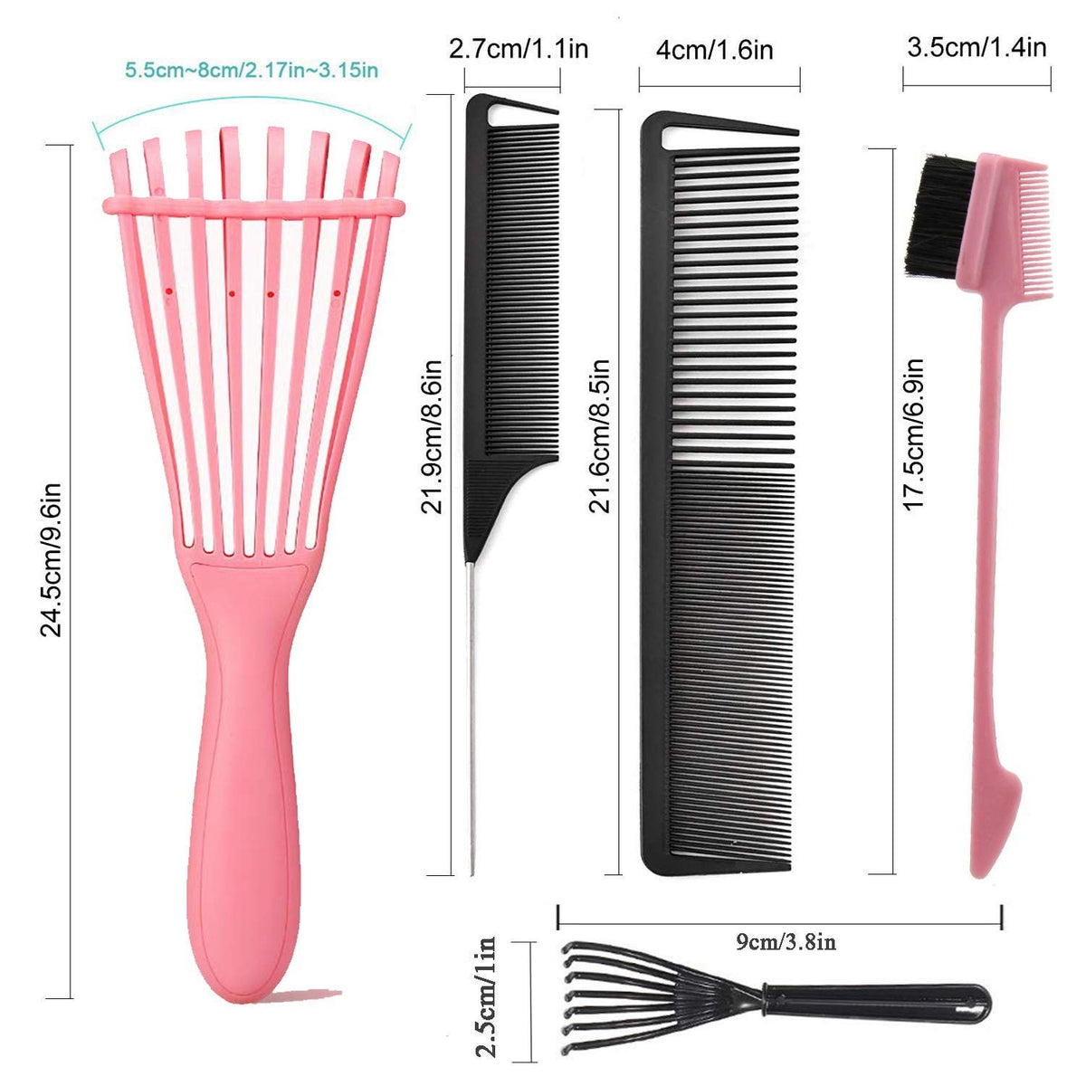 Hair Styling Tool Set with Detangler, Combs & Edge Brush – Versatile Hair Care