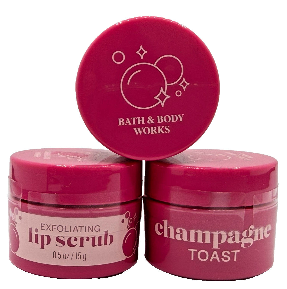 Set of 3 Lip Scrubs - Champagne Toast Exfoliating Lip Treatment 0.5 oz