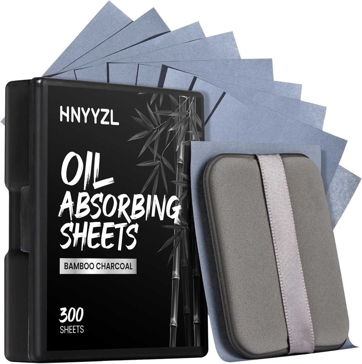Face Oil Blotting Papers Set - 300 Sheets with Mirror & Puff