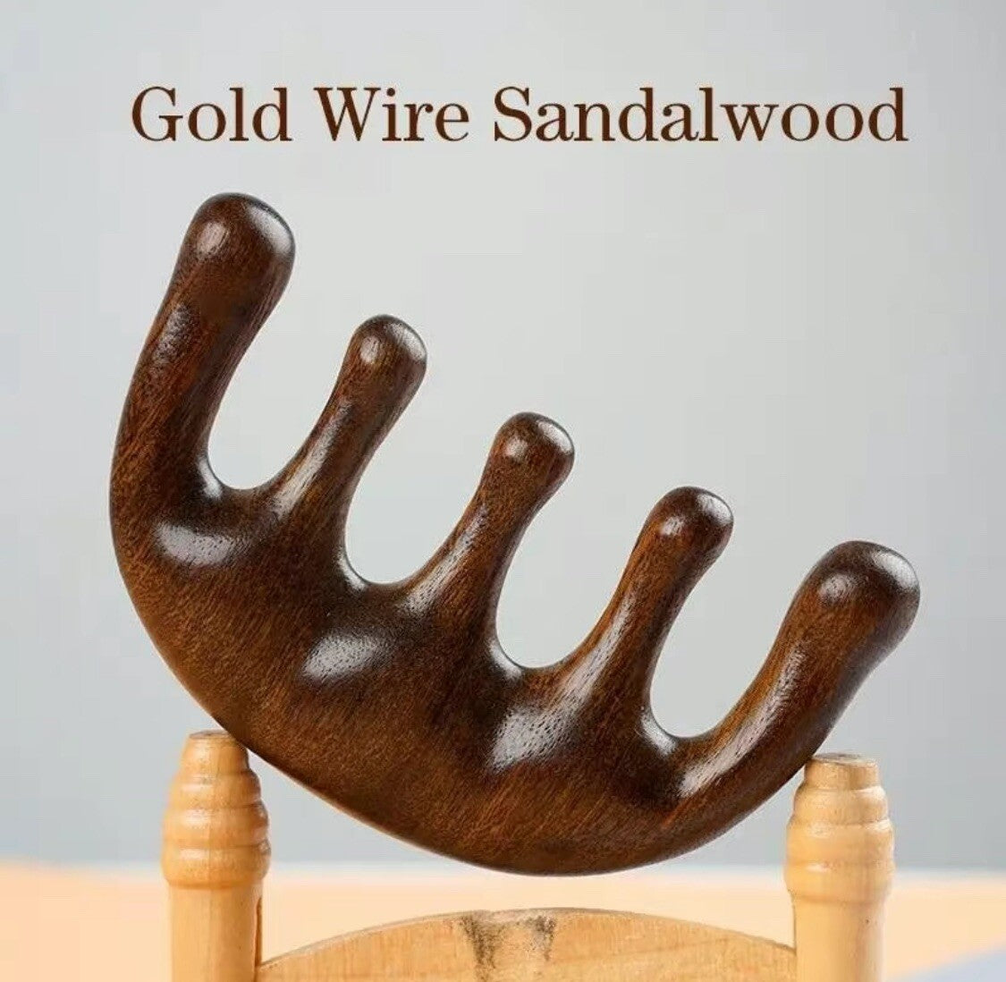 Sandalwood Head Massage Comb for Hair Therapy and Scalp Acupressure
