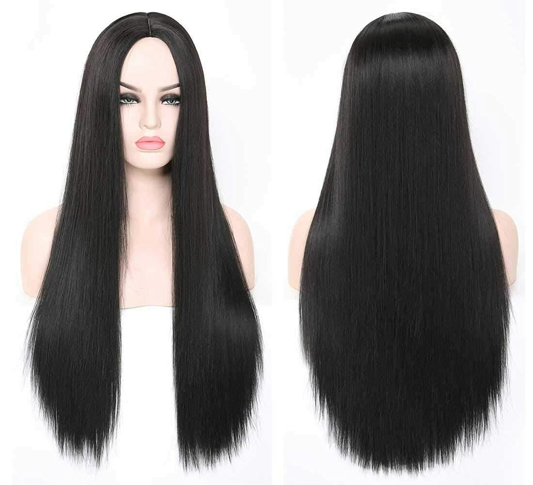 Black Long Straight Lace Front Synthetic Wig for Women - Fashion Party Hair