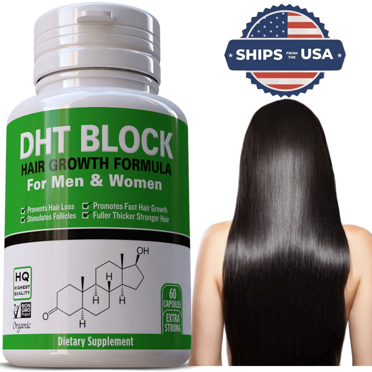 DHT Blocker Hair Loss Supplement - 60 Vegetarian Capsules