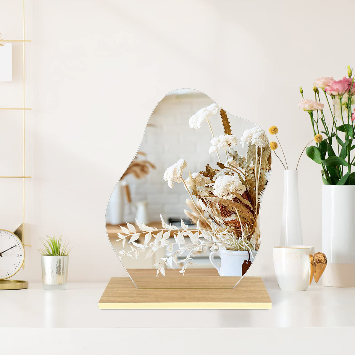 Aesthetic Vanity Mirror with Stand - Cloud-Shaped Acrylic Makeup Mirror