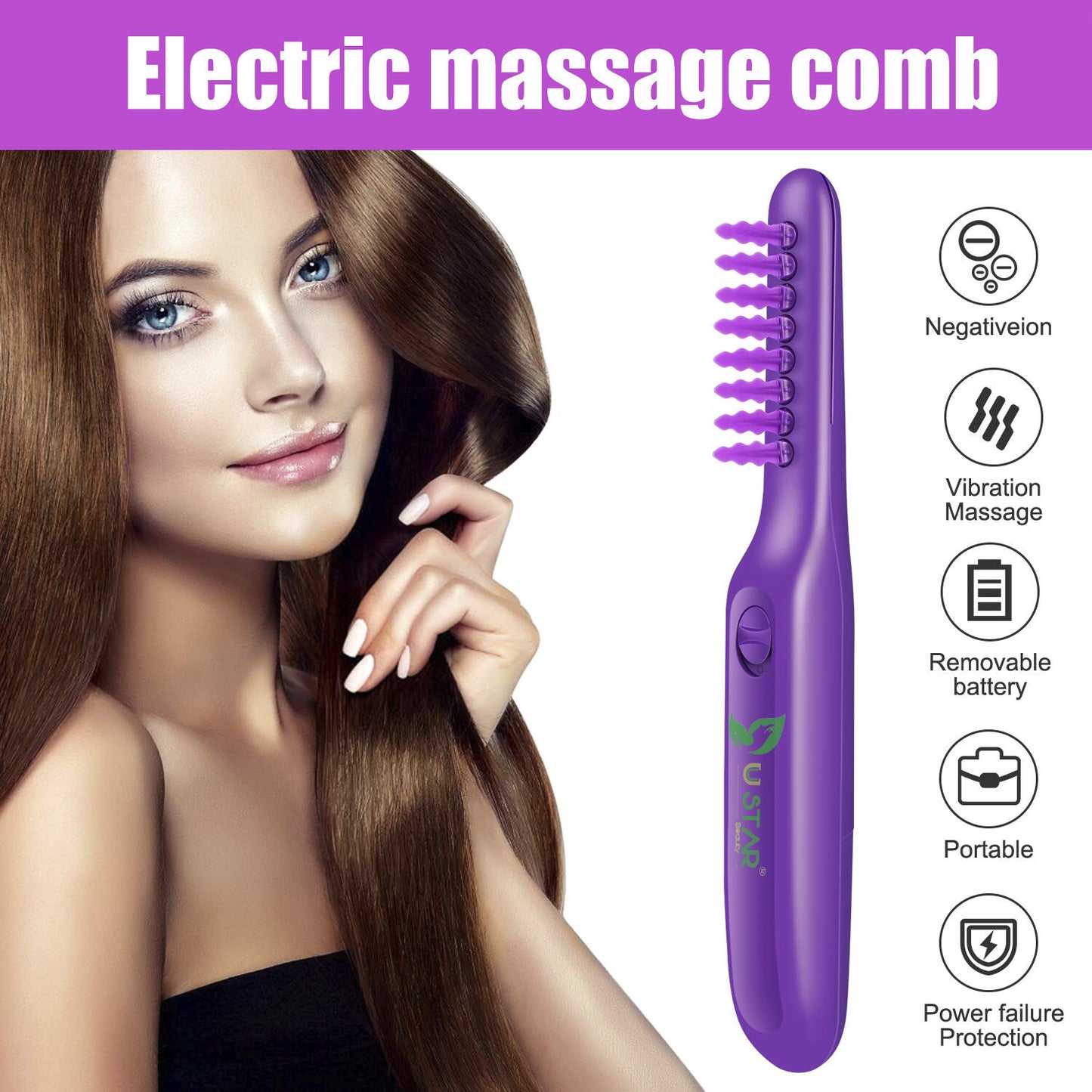 Electric Detangling Hair Brush Cover for Kids & Adults - Cordless, Wet & Dry Use