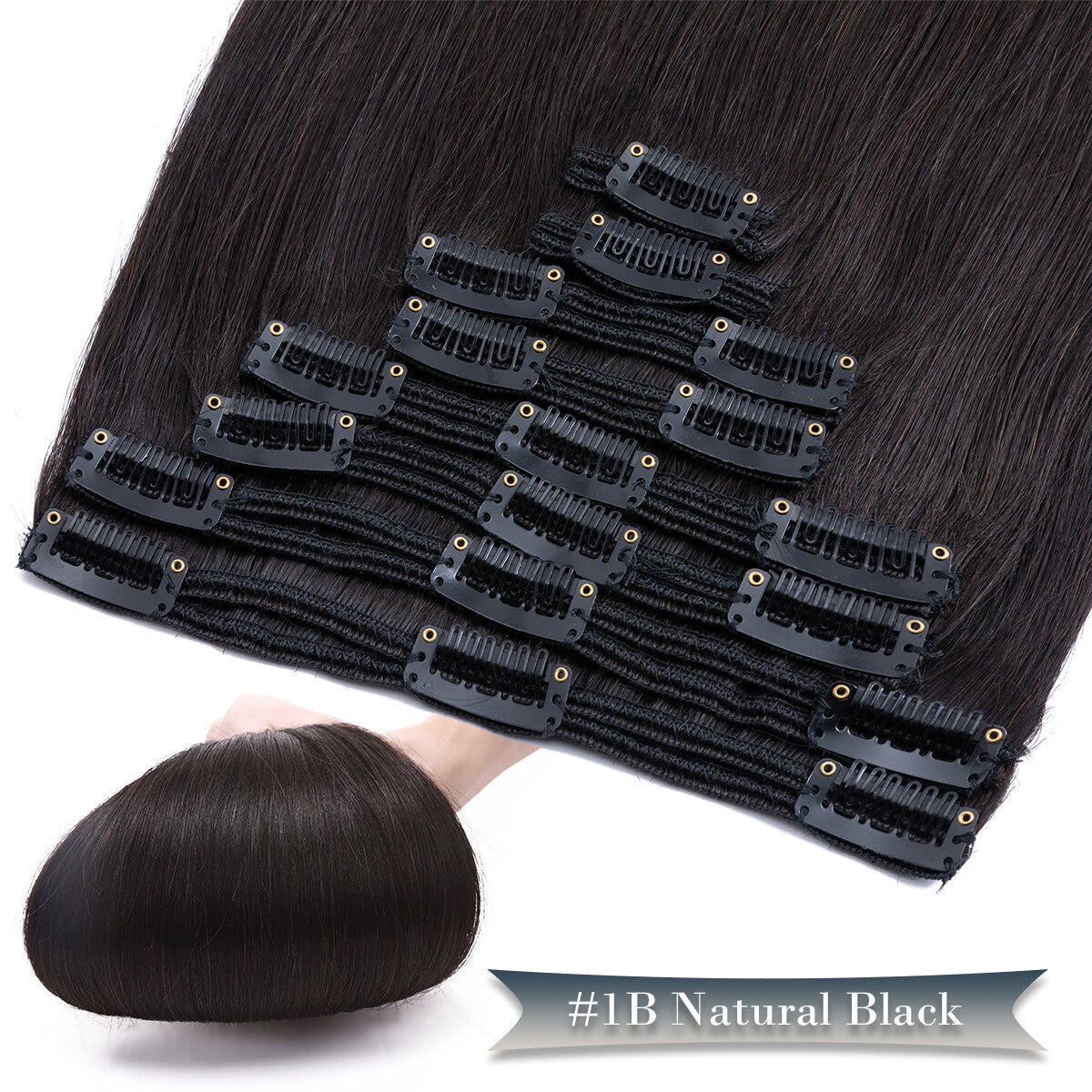 Double Weft Clip-In Human Hair Extensions Full Head - Thick & Tangle-Free