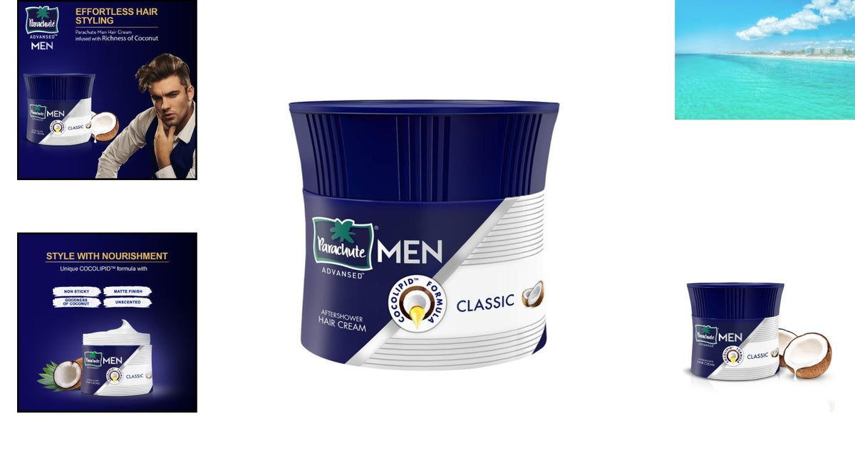 Coconut Infused Hair Cream for Men - Soft, Smooth, Non-Sticky, 3.8 Fl Oz