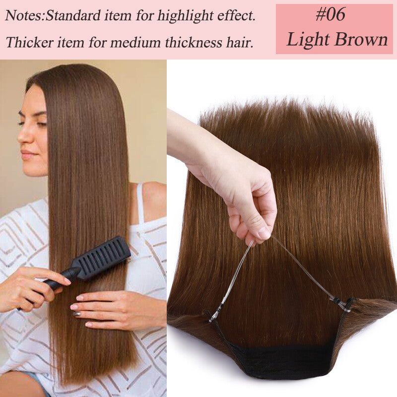 Long Weft Wire Hair Extensions 120g Remy Human Hair Thick One Piece